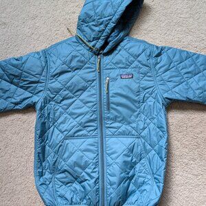 Patagonia Diamond Quilted‎ Bomber Hoodie Jacket Mens Small Blue